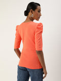 Peach Puff Sleeve Top