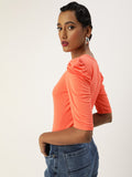 Peach Puff Sleeve Top