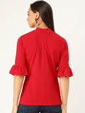 Red Frilled Sleeve Top