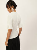 White Frilled Sleeve Top
