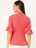 Coral Frilled Sleeve Top