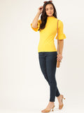 Yellow Frilled Sleeve Top