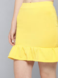 Yellow Frilled Bottom Bodycon Skirt1