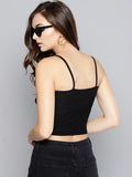 Black Front Knot Strappy Crop Top5