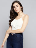 White Twist Knot Strappy Crop Top4