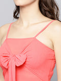 Coral Front Knot Strappy Crop Top5
