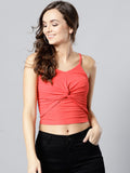 Coral Twist Knot Strappy Crop Top5