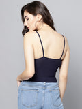 Navy Blue Front Knot Strappy Crop Top5